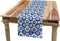 Ambesonne Evil Eye Table Runner, Symmetrical Pattern All Seeing Eye Superstitious Turkish Ethnic, Dining Room Kitchen Rectangular Runner, 16" X 90", Blue Pale Blue White