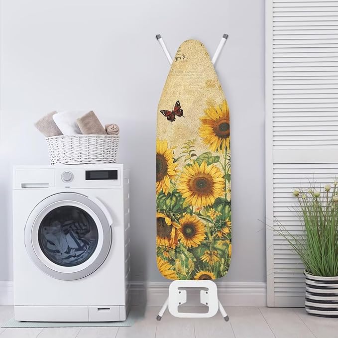 Sunfloral Ironing Board Cover,Iron Board Cover Standard Size,Floral Ironing Board Cover,Butterfly Ironing Board Cover,Retro Sunfloral Print Medium
