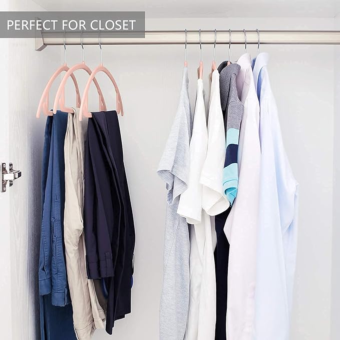 Velvet Hangers Non-Slip Hangers Premium Suit Hangers Ultra Thin Space Saving 360 Degree Swivel Hook Clothes Hangers for Suits,Coats,Jackets,Pants,Dress,Shirts (Pack of 12, Pink)