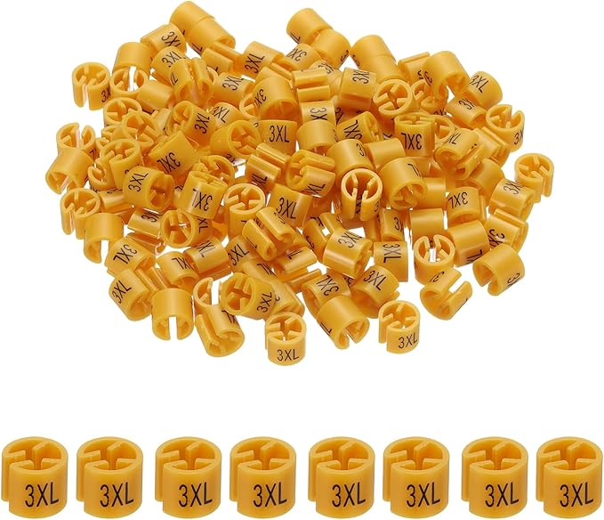 PATIKIL 300 Pcs Clothes Hanger Markers 3XL Fit Rod Garment Size Tag Hanger Clips Round Color Coding Label for Clothing, Yellow