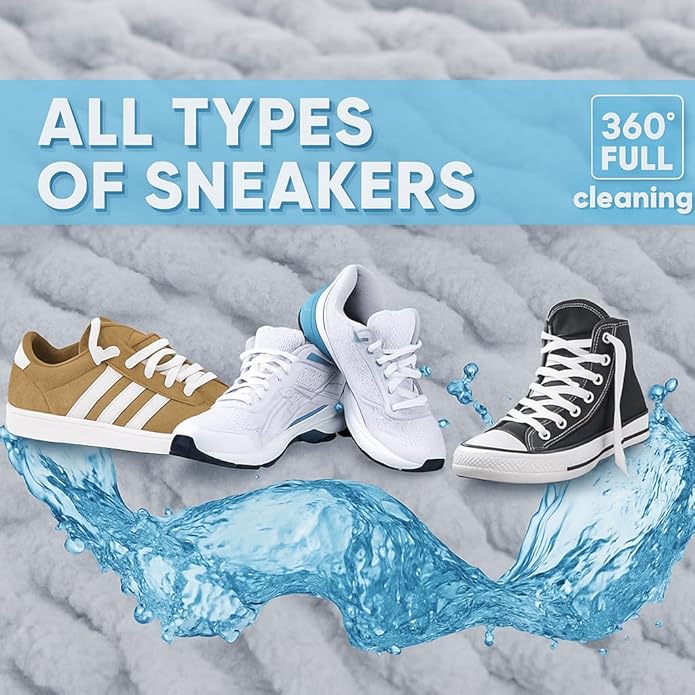 XXL Shoe Washing Machine Bag Set with Brush and Hanger, White Mesh Laundry Bags for Sneakers, 2 Pack