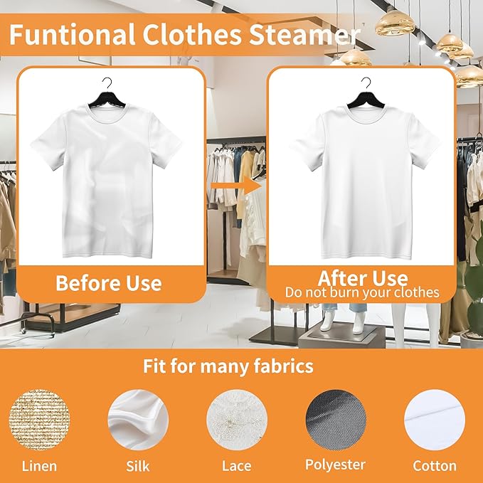 Portable Handheld Steamer for Clothes, 2-in-1 Ironing & Steaming,180° Rotatable Multi-Directional, Mini Travel Steamer,suitable for clothing of the majority of sizes/thickness for Dorm Room, White