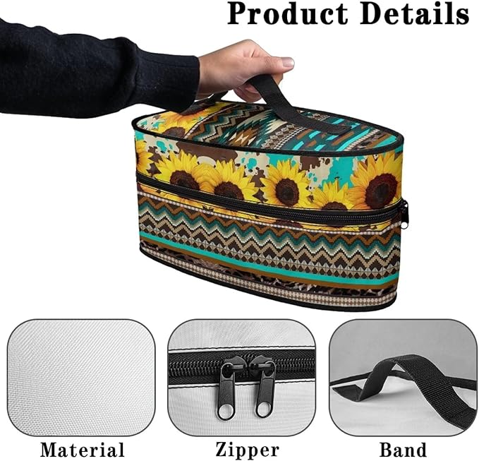 Indian Sunflower Iron Portable Storage Bag for Clothing Store Reusable Easy to Clean Steam Iron Storage Case with Zipper Closure
