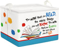 Clastyle Collapsible Back to School Reading Book Storage Basket Dr Quotes Book Organizer for Nursery Room Classroom Library Rectangle Kindergarten Daycare Clothes Toys Storage Bin