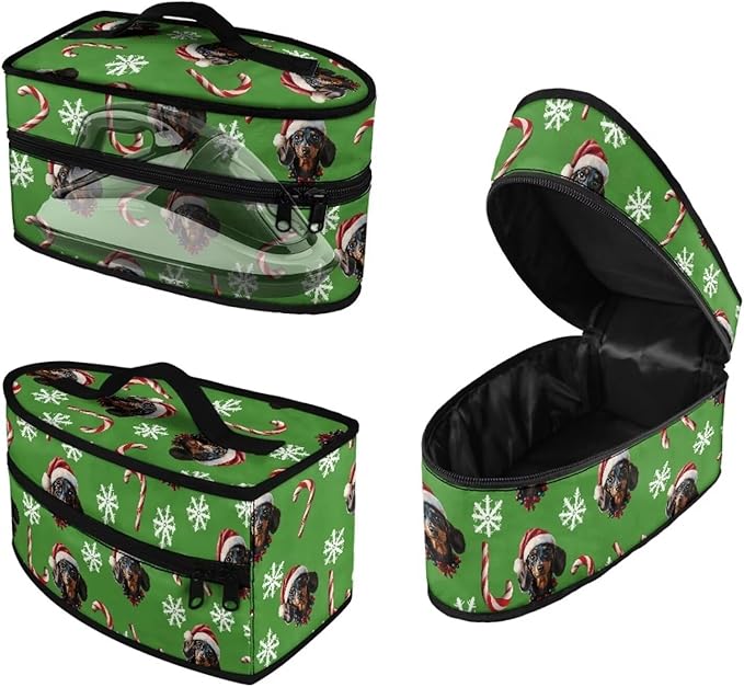 Christmas Iron Case Storage Universal for Most Iron Colorful Cute Steam Iron Storage Case with Smooth Zipper, Crutch Snow Dog
