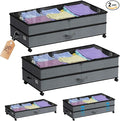 Under Bed Storage with Wheels, 2 Pack 75L Underbed Large Storage Bins with Lid, Adjustable Rolling Storage Containers for Clothes, Shoes, Blankets