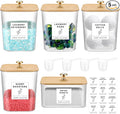 5 Pcs Laundry Room Organization Storage Containers 4 Large 3L Laundry Pod Containers and Dryer Sheet Holder with Bamboo Lids 18 Labels 4 Scoops for Detergent Powder Laundry Organizer