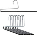 Mawa by Reston Lloyd Reverse Hook Trouser Series Non-Slip Space-Saving Clothes Hanger with Single Rod for Pants, Style KH/35U, Set of 10, Black