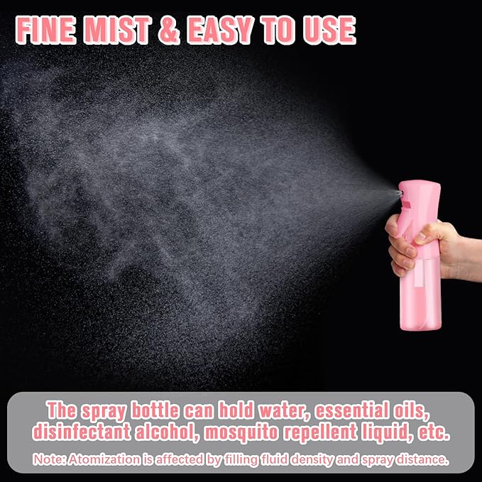 Two-pack Spray Bottles, Fine Mist Refillable Spray Water Bottles, All-Season Continuous Spray Bottles for Hair, Skin Care, Gardening, Pet Bathing, Travel, Cleaning & Home Use