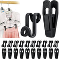 Tinfol Black 60pc Clothes Hanger Connector Hooks and 20pc Plastic Hanger Clips, Stackable Space Saving Hook for Closet Organizers,Plastic Finger Clips for Hangers
