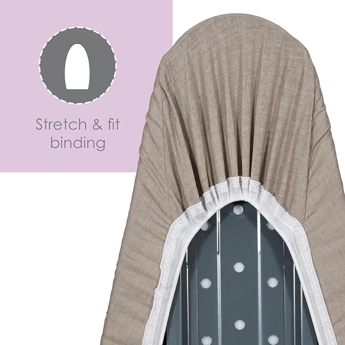 Ironing Board Cover and Pad (Grey), 100% Cotton with Premium Polyester Padding by Seymour Home Products; Fits Full Size Board | Stain and Scorch Resistant; Elastic Edge | Laundry Accessories
