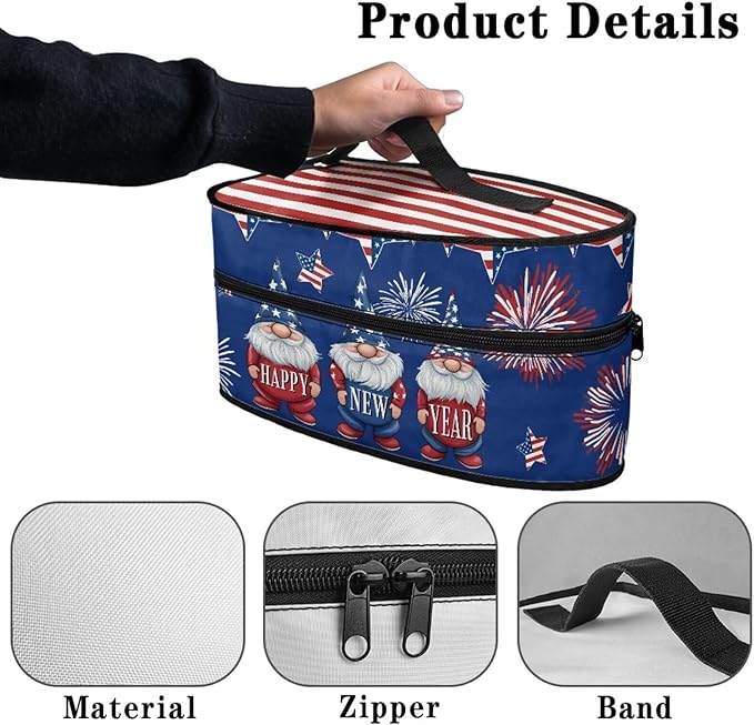 New Year Gnome Steam Iron Storage Bag for Travel or Storage Colorful Easy to Clean Clothes Iron Storage Case Universal for Most Iron