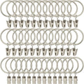 40 Pack Matte Silver Curtain Rings with Clips, Curtain Hooks Hangers Clip Rings for Hanging Drapes Bows Hat, Drapery Rings 1.5 in I D, Fits up to 1.2 in Diameter Curtain Rod.