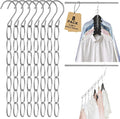 Space Saving Hangers, 8 Pack Metal Clothing Chain Hangers with 7 Holes, Closet Organizer & Cascading Hanger Organizer for Dorm, Home, RV, Wrinkle Reducing, Small Space Storage Solution