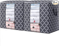 WISELIFE Storage Bags 2 Pack/100L Large Blanket Clothes Organization and Storage Containers for Comforters,Bedding, Foldable Organizer with Reinforced Handle, Clear Window, Sturdy Zippers,Gray