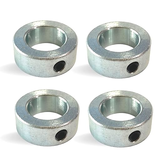 (4-Pack) 1” Bore Solid Steel Shaft Collars with Zinc Plated Coating - Durable Shaft Collars Suitable for Machinery and Industrial Use
