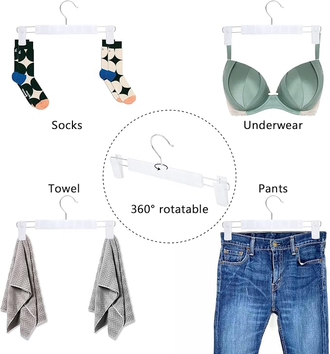 Pants Hangers with Clips Skirt Hangers for Women Plastic Clip Hanger for Pants Clothes (30pack, White)