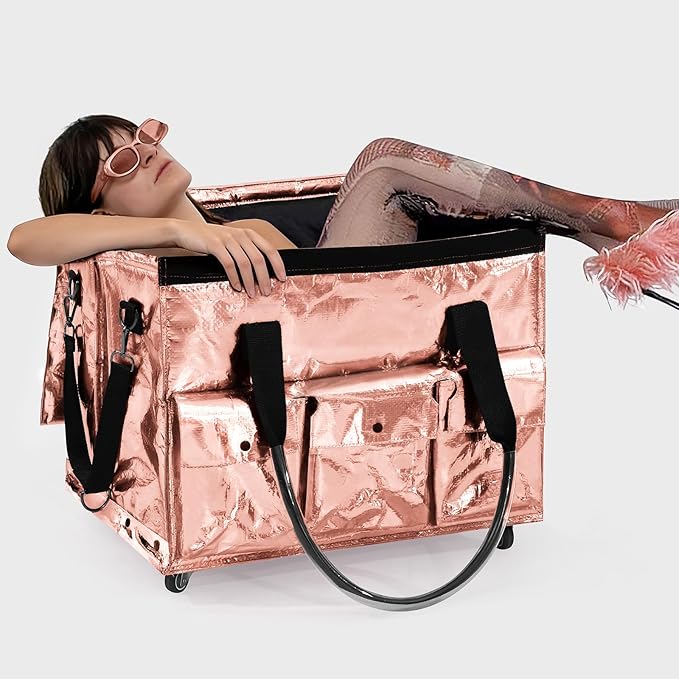 tobyto Reusable Grocery Bag on Wheels, 105L Foldable Rolling Tote, Shopping Trolley 66LBS Capacity - Water-Resistant for Laundry, Picnic, Storage & Travel