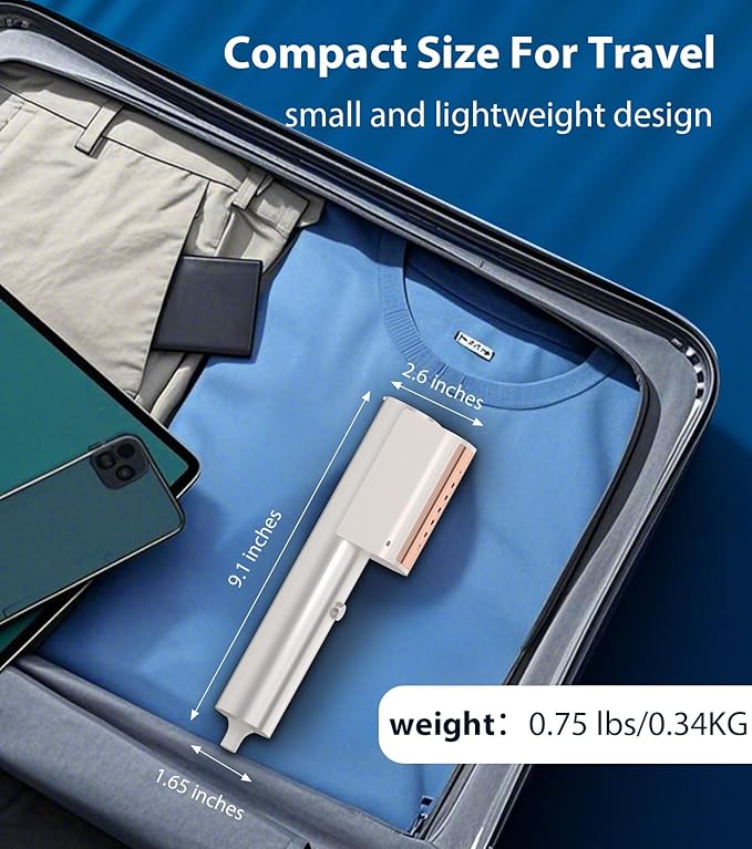 Travel Clothes Steamer Mini Iron - Portable Handheld Garment Steamer,Mini Steam Iron for Any Fabrics，Wrinkle Remover for Travel Home or Office.
