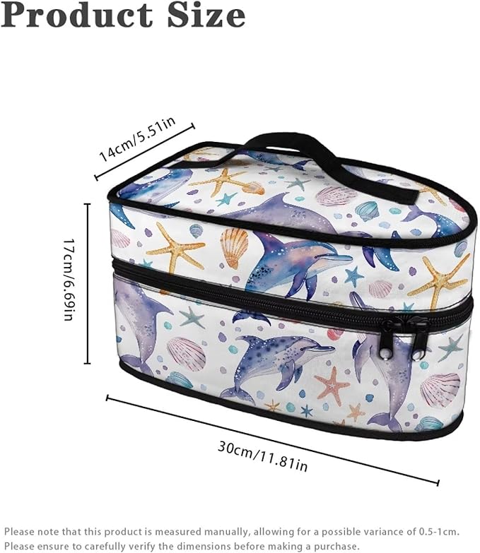 Rchsmod Dolphin Starfish Scallop Print Steam Iron Case Protective Travel Steamer Storage Bag with Handle Lightweight Iron Carrier Bag Iron Accessories, Case Only
