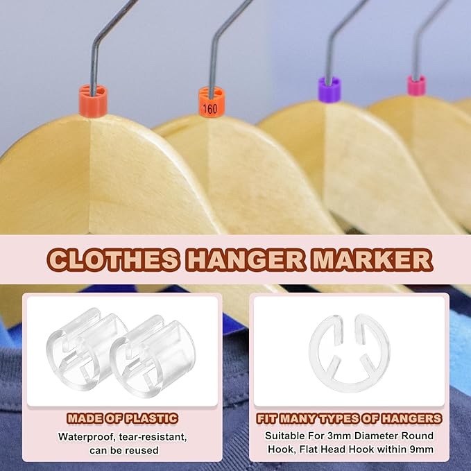 PATIKIL 300 Pcs Clothes Hanger Marker Blank Plastic Garment Tags Size Hanger Markers Fit 3mm Rod for Garment Color Coding Snap Labels Accessories, Transparent