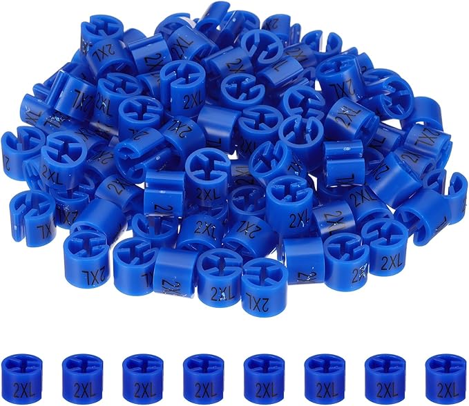 PATIKIL 100 Pcs Clothes Hanger Markers, 2XL Size Tags Fit 3mm Rod Garment Size Hanger Clips Color Coding Label for Clothing Hangers, Dark Blue