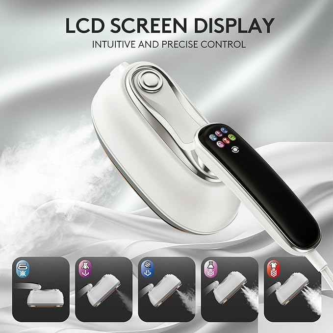 Travel Steamer for Clothes – 2026 Upgrade #1! 1300W Power 【160mL Tank & 10s Heat-Up】, 110-240V, 180° Rotating Handle, 6 Modes Ultra-Slim LCD Display – Perfect for Home & World Travel.