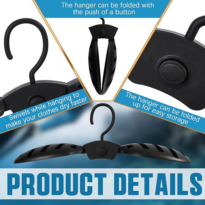 Maitys 2 Pcs Foldable Wetsuit Hanger Fast Dry Surfing Suit Hangers Folding Vented Hanger for Men Women Suit Diving Accessories
