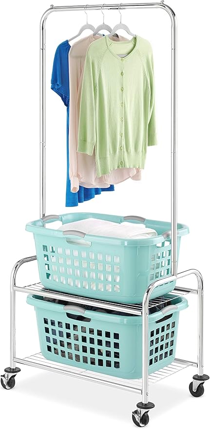 Whitmor Commercial Laundry Butler with Wire Shelf - Chrome