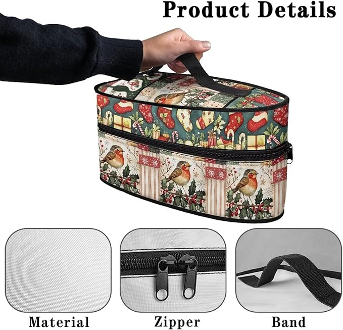 Christmas Iron Storage Bag Universal for Most Iron Lightweight Easy to Carry Steam Iron Storage Case for Travel or Storage, Gift Socks Bird