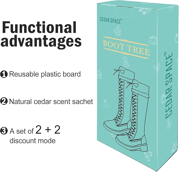 Boot Shapers for Tall Boots Women,Boot Trees Cedar Freshner,Inserts Boots Support for Women 100% Cedar Wooden Sachets Bags