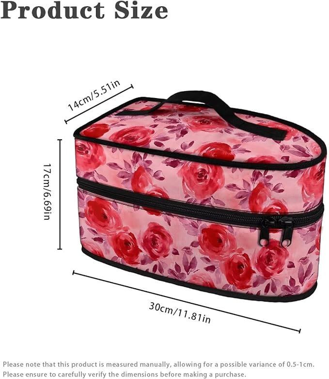 Red Rose Iron Carrying Storage Bags for Travel or Storage Protective Carrying Bags Full Size Iron Tote Bag Fits Most Travel Size Irons