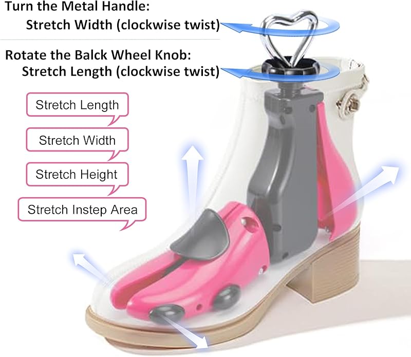 2PCS Professional Boot Shoe Stretcher Wide Feet for Men Women, Shoe Expander Widener Adjustable Length & Width