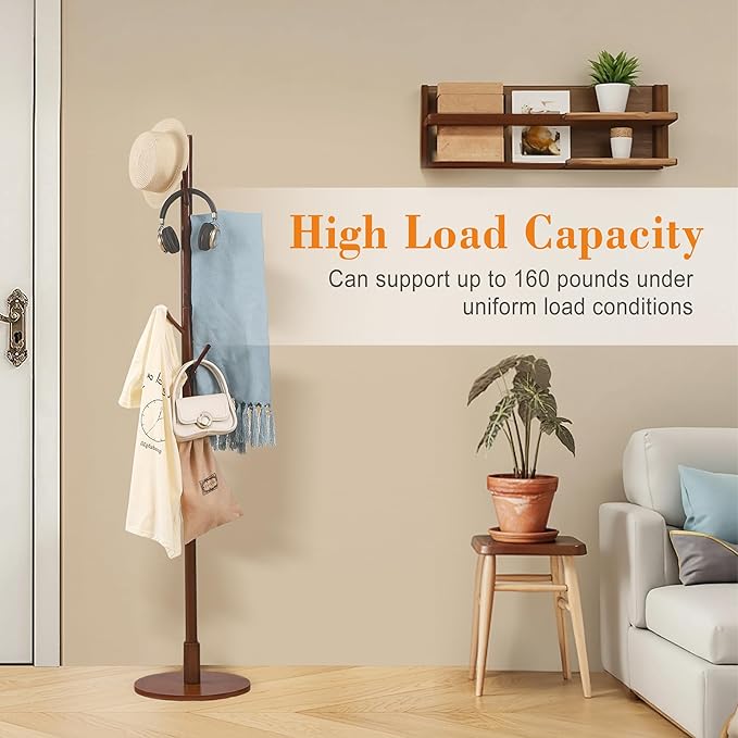 VECELO Coat Rack Freestanding, Entryway Hanger Stand, Umbrella Holder