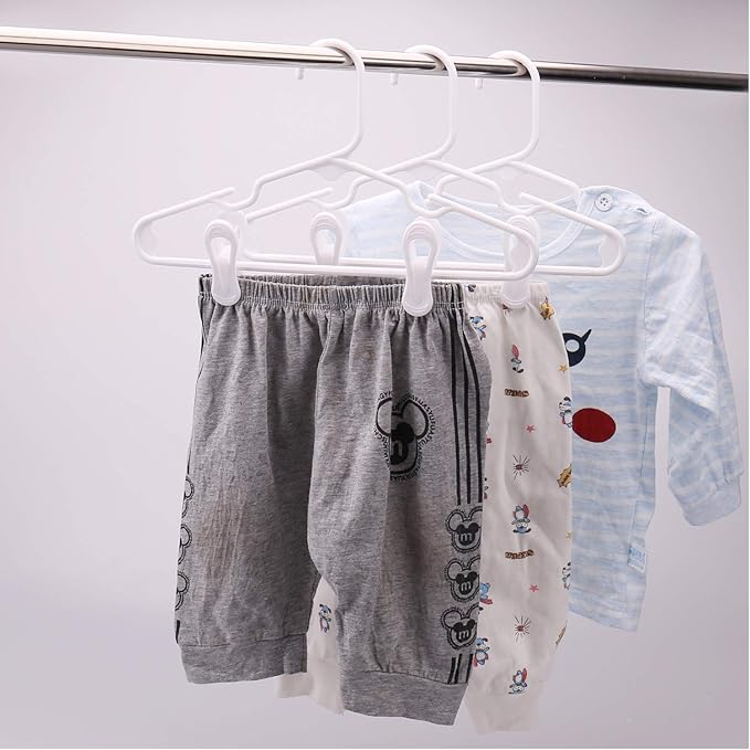 Plastic Hanger Clips - 30 Pack Multi-Purpose Clothes Hangers Clips, Finger Clips for Baby & Skirt Pants Hangers, White