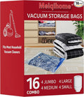 MEIQIHOME Vacuum Storage Bags, Space Saver Sealer Bags,Vacuum seal bags for clothing, Pillows, Comforters, Blankets, Bedding,16 Pack Vacuum Storage Bags with Electric Pump