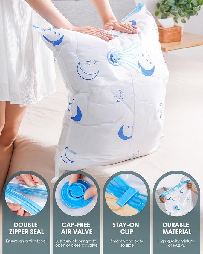 Vacuum Storage Bags with Electric Pump, 20 Pack Vacuum Sealed Bag with 1500mAh Rechargeable Battery for Clothes, Blanket, Duvets, Pillows, Comforters, Travel