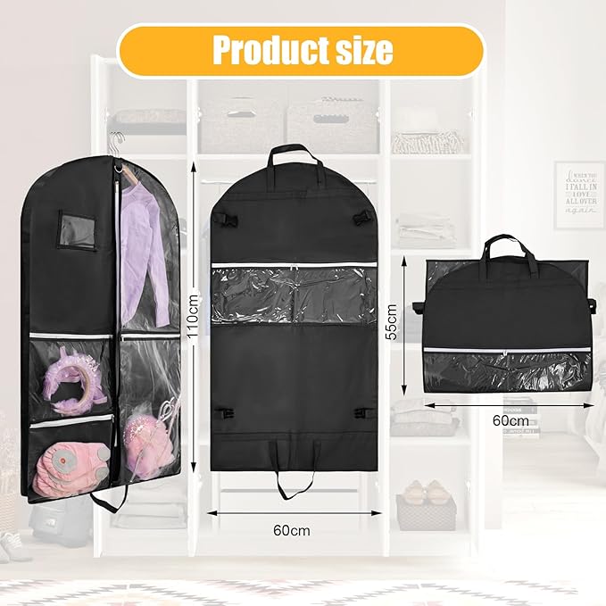 1 Pack Garment Bag for Dance Costumes,40 Inch Dance Garment Bags for Dancers Kids Dance Recital Bags Competition Cheer Uniform Garment Bag for Travel Storage,Dance Recital Gifts for Girls