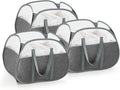 TECHMILLY Pop Up Foldable Laundry Basket, 90L Large Capacity Square & Tear Proof Laundry Hamper with Reinforced Handles for Dirty Clothes Storage in Dorm, Laundry Room, Bathroom, Grey(Fabric), 3 Pack