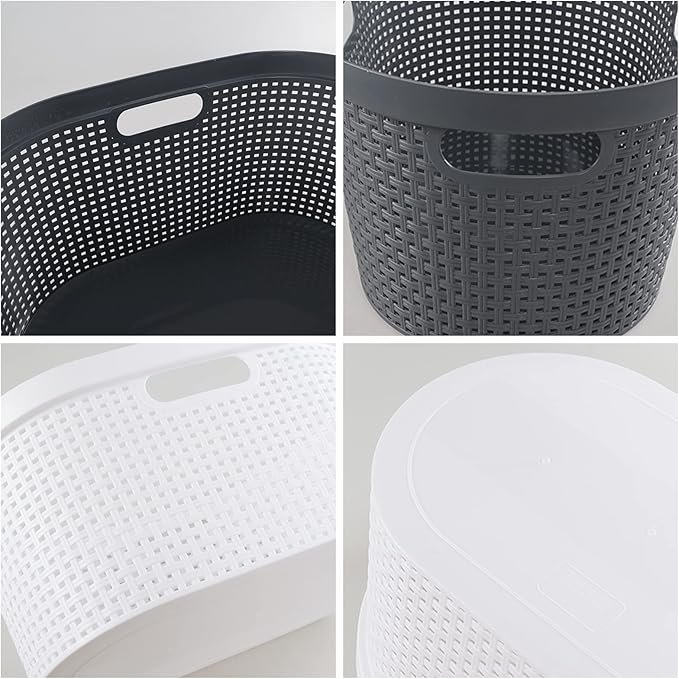 Pekky 4 Pack Laundry Basket with Cutout Handles, 40 L Plastic Hampers for Laundry