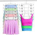 2 Pack 6 Tier Pants Hangers Space Saving, Skirt Hangers Closet Organizers and Storage with Clips Holds 24 Skirts/Pants/Jeans/Shorts/Lingeries, Foldable Metal Hooks,for Dorm Room Essentials Déco