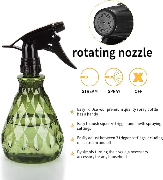 2 Pcs Spray Bottles, 500 ml/17 oz Empty Water Spray Bottles, Plastic Reusable Adjustable Mist Sprayer Squirt Bottles Containers Refillable for Cleaning Solutions, Gardening, Plants