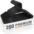 HOUSE DAY 200 Pack Plastic Clothes Hangers, Commercial Bulk Shipment for Business, Sturdy Durable Notched Hangers Ideal for Retail Dry Cleaners Warehouses, Save Cost & Warehouse Space - Black