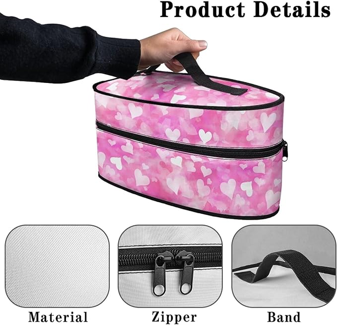 Pink Hearts Tie Dye Travel Iron Storage Box Stylish Portable Protective Carrying Bag Full Size Irons Tote Bags Reusable Steamer Storage Bags Home Thanksgiving Day Decoration
