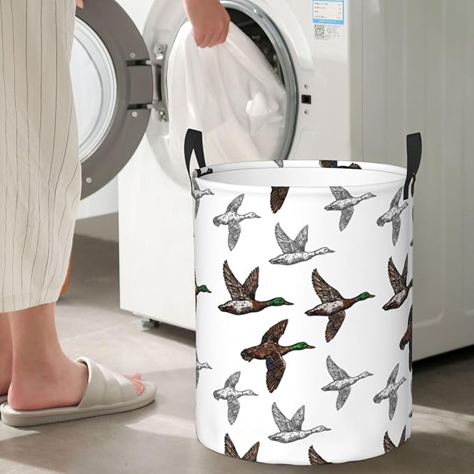 Laundry Basket Room Decor,Round Laundry Hamper Waterproof Dirty Clothes Hamper Collapsible Laundry Baskets With Handles,Toy/Clothes Storage Basket For Home Dorm Bathroom Decor