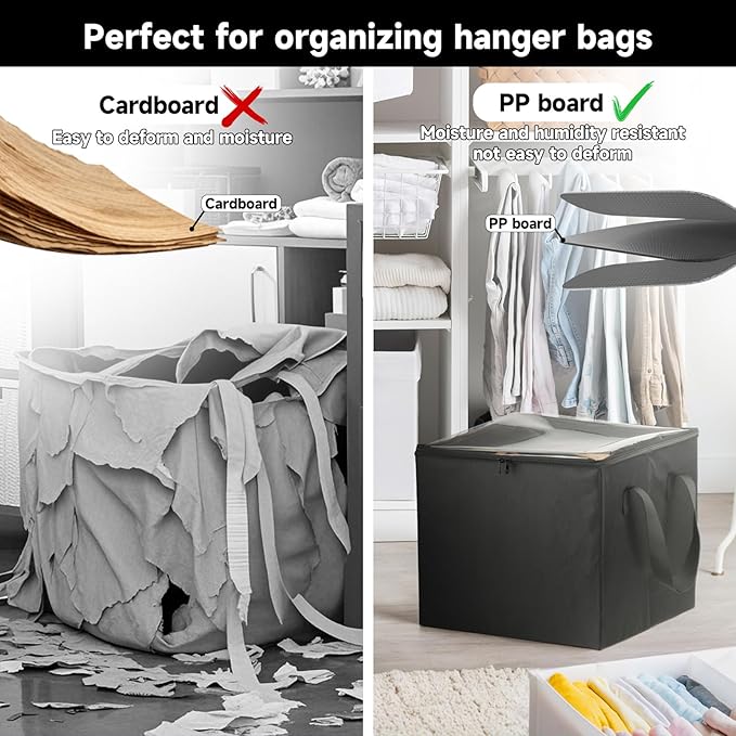 Clothes Hanger Organizer Holder, Rigid Hanger Storage Containers with Transparent Lid, Large Hanger Triangle Storage Bag, Waterproof Clothes Hanger Caddy Organizer Stacker to Keep Hangers Separate