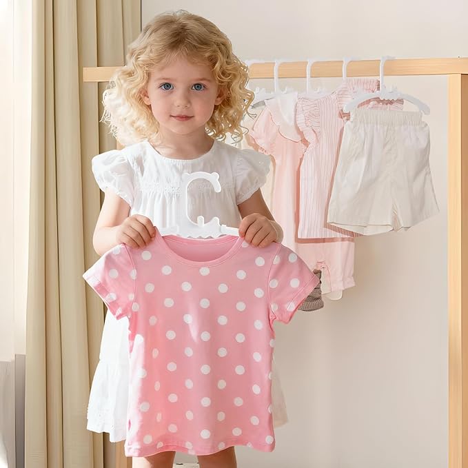 30 Pack Baby Nursery Closet Hangers,Extendable from 11.14"-15.55",Stackable Non-Slip Hangers for Children's Clothes. Adjustable for Infants, Toddlers and Children.Ideal for Laundry Closets.(White)