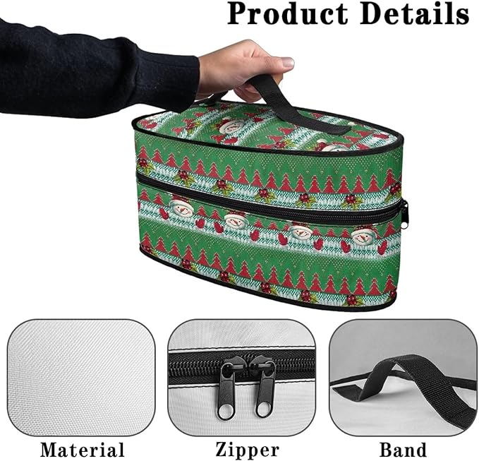 Christmas Tree Snowman Iron Storage Case with Zipper Closure Reusable Wear-resistant Iron Case Storage Fits for Home Outdoor