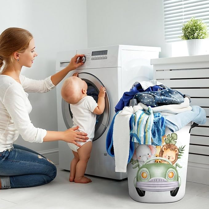 Cartoon Baby Laundry Basket Boys Room Decor Elephant Giraffe Hampers Boys Hamper Clothes Toy Storage Bin Jungle Decor