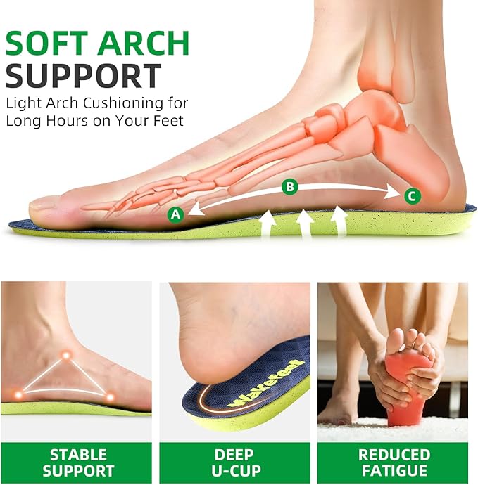 Shoe Insoles for Men Women with Memory Foam, Work Insoles for Standing All Day, Trim to Fit Work Boot Insoles, Slim Breathable Cushion Shoe Insoles